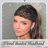 Lace Pearl Hollow Elastic Headwrap Boho-Chic Crystal Embellished Wide Headbands Elegant Wide Floral Headbands Luxury Hair Accessories for Weddings Vacations & Daily Styling 3 Pcs view 2