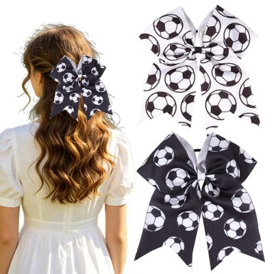 Kxepoc Soccer Bow Softball Scrunchies Hair Ties with Bows for Women 2 PCS