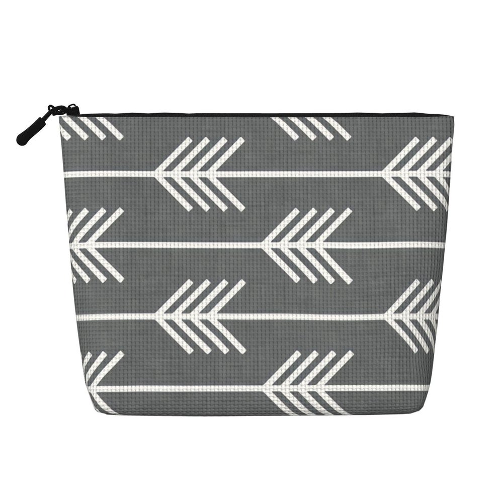 ocpcrn Classical Gray Arrows Imitation Linen Cosmetic Bag, Travel Wash Bag, Cosmetic Storage Bag