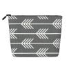 ocpcrn Classical Gray Arrows Imitation Linen Cosmetic Bag, Travel Wash Bag, Cosmetic Storage Bag view 1