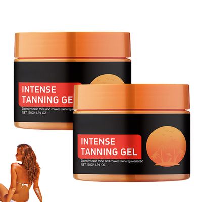 Luxury Hydrating Tanning Gel, Soft Brown Tanning Cream, Water Resistant, Achieve Natural Tan Skin for Outdoor Sun Beach Indoor Tanning Bed, 4.94 OZ / 140 g (2-Pcs)