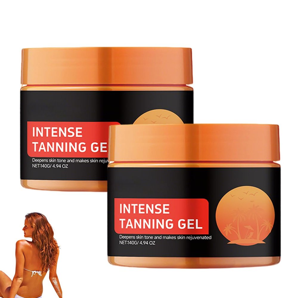 Luxury Hydrating Tanning Gel, Soft Brown Tanning Cream, Water Resistant, Achieve Natural Tan Skin for Outdoor Sun Beach Indoor Tanning Bed, 4.94 OZ / 140 g (2-Pcs)