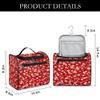 cfpolar Floral Red Background Toiletry Bag for Women, Hanging Travel Toiletry Bag, Water-resistant Cosmetic Makeup Organizer for Toiletries and Cosmetics, Bathroom Shower Bag with Handle and Hook view 2