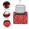 cfpolar Floral Red Background Toiletry Bag for Women, Hanging Travel Toiletry Bag, Water-resistant Cosmetic Makeup Organizer for Toiletries and Cosmetics, Bathroom Shower Bag with Handle and Hook view 3