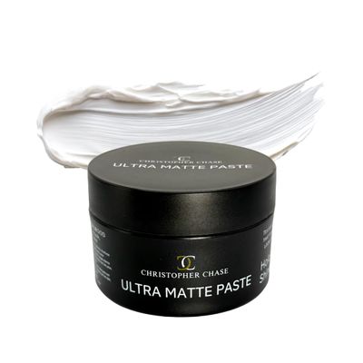 Christopher Chase Ultra Matte Paste for Men, Strong Flexible Hold Styling Clay with Argan Oil and Rosemary, True Matte Finish, No Shine, Adds Thickness and Texture, 3 oz
