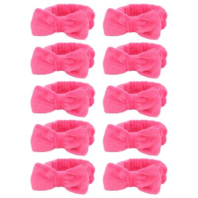 TIOSRU 10Pcs Hot Pink Valentine Spa Headbands for Women Girls