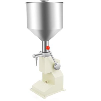 Manual Liquid Paste Filling Machine 5-60ml Adjustable Stainless Steel Bottle Filler with 10L Hopper for Filling Paste Perfume Lip Gloss
