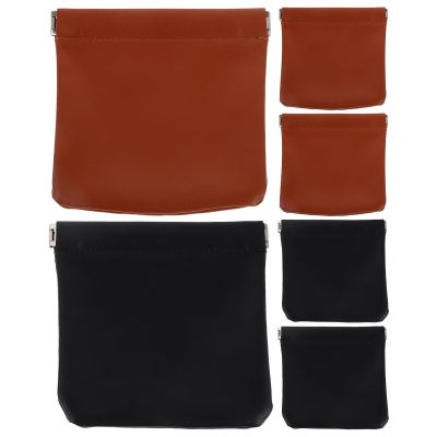 NUOBESTY 6pcs Mini Pu Makeup Bags 12x11.3cm Self-closing Small Cosmetic Pouches for Lipstick Headphones Jewelry Portable Organizer for Women Travel Car
