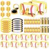 Remerry 60 Pcs Softball Gifts Makeup Bag for Women Party Team Gifts with Sport Hair Ties Folding Mirror Hair Brushes Bracelets Lip Balm Holder Keychain view 1