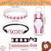Remerry 60 Pcs Baseball Gifts Makeup Bag for Women Party Team Gifts with Sport Hair Ties Folding Mirror Hair Brushes Bracelets Lip Balm Holder Keychain view 3
