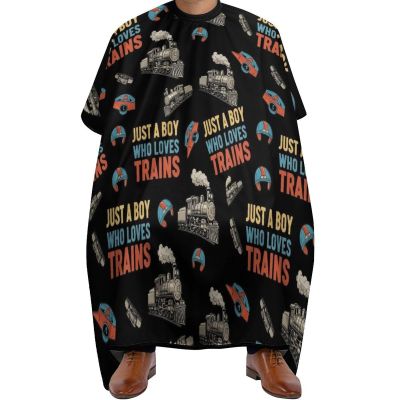 Stylish Professional Hair Cutting Cape Fashionable Salon Barber Cape with Adjustable Closure Just A Boy Who Love Trains