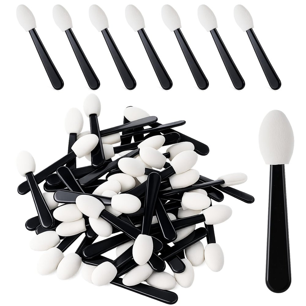 Eyeshadow Applicators Sponge Tip, 50 PCS Disposable Mini Sponge Eye Shadow Applicator Sticks, Disposable Makeup Eyeshadow Sponges Small Portable Travel Eye Makeup Brushes for Women Lips Eyes, Nail Art