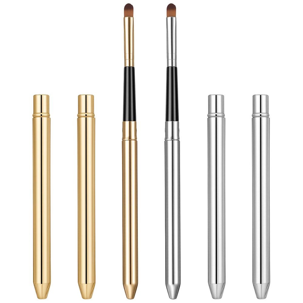 6PCS Silver Gold Portable Professional Lip Brush for Lipstick Applicator
