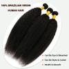 16 18 20 Inch Kinkystraight Human Hair Bundles Kinky Straight Bundles Yaki Natural Black 100% Unprocessed Brazilian Virgin Human Hair Natural Black view 2