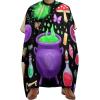 Large Unisex Barber Cape Professional Hairdressing Cape with Adjustable Closure Witch Witchy Mushroom Skull Goth Gothic Black view 1