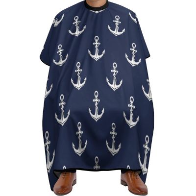 Fashion Easy Clean Professional Barber Cape Waterproof Haircut Cape with Adjustable Closure Nautical Anchor Navy