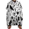 Professional Barber Cape Unisex Haircut Cape with Adjustable Neck Closure Gothic Trippy Moon Skull Dark Black Cat Witch Magic Spirit Board view 1