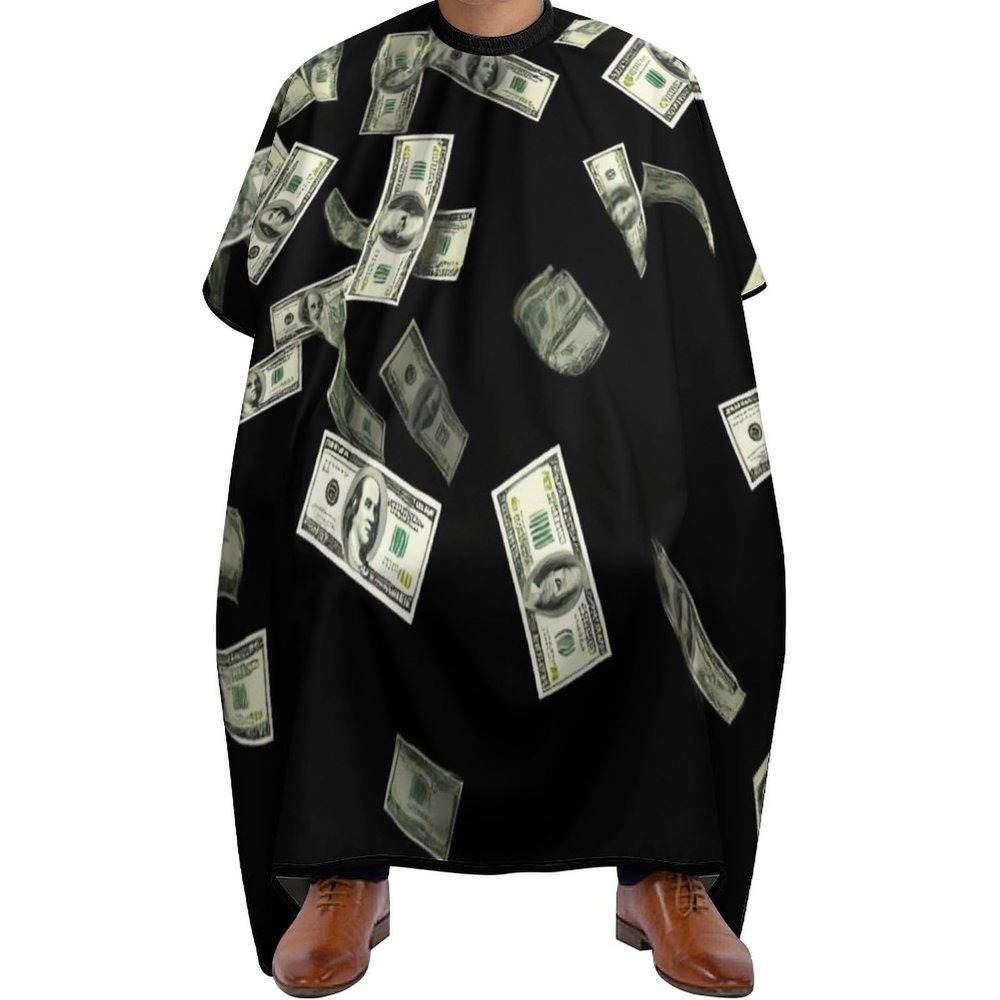 Waterproof Professional Hair Cutting Cape Large Salon Barber Cape for Men Women Falling Money American Bill Dollars