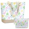 BELLOWDEER Beach Bags for Women, Wet Bag Cosmetic Bag, Pool Waterproof Flamingo Palm tree Shoulder Tote Bags With Zipper for Beach Travel, Summer Travel Essentials, Gifts for Women Birthday Set of 2 view 1