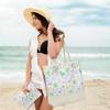 BELLOWDEER Beach Bags for Women, Wet Bag Cosmetic Bag, Pool Waterproof Flamingo Palm tree Shoulder Tote Bags With Zipper for Beach Travel, Summer Travel Essentials, Gifts for Women Birthday Set of 2 view 3