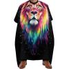 Stylish Professional Hair Cutting Cape Fashionable Salon Barber Cape with Adjustable Closure Trippy King Animal Lion Watercolor Art view 1