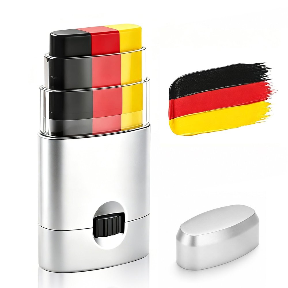 Black Red Yellow Face & Body Paint Stick, Sports Eye Black-Style Makeup Stick, Soccer Fan Makeup, Waterproof Sweatproof Cream Paint for Football Baseball Fans, Flag Color Makeup for Festival Party