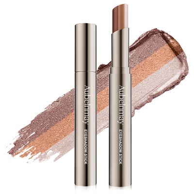 Aubelnmay 3-Color Gradient Eyeshadow Stick, Waterproof Cream-to-Powder Eye Shadow, Long-Lasting Blendable Matte & Shimmer Makeup for Daily Wear, #01 Flowing Sand Brown (Pearl)