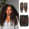 DSEKCAIN Burmese Curly Human Hair Bundles With Closure Highlight Brown P1B/30 Color 100% Real Virgin Human Hair 3 Bundles 22 24 26 With 20 Inch 2x6 Long Part Lace Closure 3c4a Spiral Curly End view 1