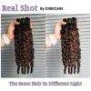 DSEKCAIN Burmese Curly Human Hair Bundles With Closure Highlight Brown P1B/30 Color 100% Real Virgin Human Hair 3 Bundles 22 24 26 With 20 Inch 2x6 Long Part Lace Closure 3c4a Spiral Curly End view 3
