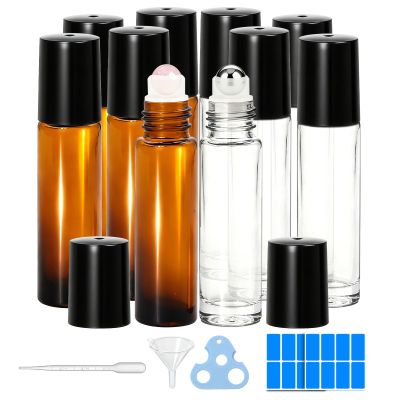 ORVEXILA 10 Pack Mixed Essential Oils Roller Bottles,10ml, Empty,Leakproof