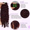 DSEKCAIN 99J Burgundy Burmese Curly Human Hair Bundles With Closure 100% Real Virgin Human Hair 3 Bundles 14 16 18 With 14 Inch 2x6 Long Part Lace Closure 3c4a Water Wave and Spiral Curly End view 3