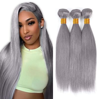 Dabork Human Hair Bundles Grey Straight Bundles 300g/Pack, 8 10 12 Inch