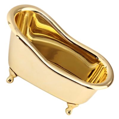 Bathtub-shaped Cosmetic Organizer Makeup Brush Holder Mini Desktop Storage Box for Bathroom Counter and Vanity, Compact Decorative Makeup Storage Container