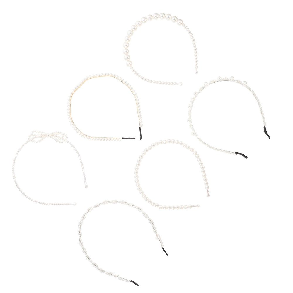 NUOBESTY Pearl Headbands for Women 6pcs Set, Multi-style Pearl Hair Hoops Hair Accessories, Wedding and Daily Wear