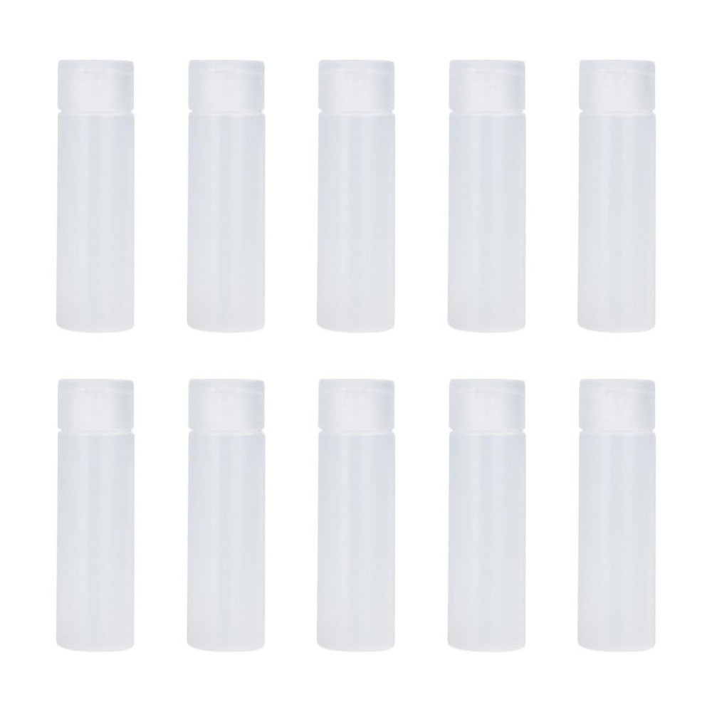 TOPPERFUN 10pcs 50ml Flip Cap Reusable Plastic Travel Bottles Leak-proof Squeeze Lotion and Shampoo Containers for Cosmetic Liquid Storage