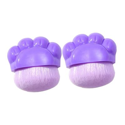 Abaodam Cat Claw Paw Shaped Cosmetic Brush 2pcs Purple Travel Foundation and Blush Makeup Blending Brush for Portable Face Concealer Application