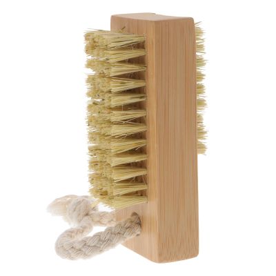 Zerodeko Small Double-sided Nail Brush and Sisal Handle, Wooden Fingernail Cleaning Scrub Brush with Hanging Rope for Manicure and Pedicure Use