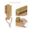 Zerodeko Small Double-sided Nail Brush and Sisal Handle, Wooden Fingernail Cleaning Scrub Brush with Hanging Rope for Manicure and Pedicure Use view 3