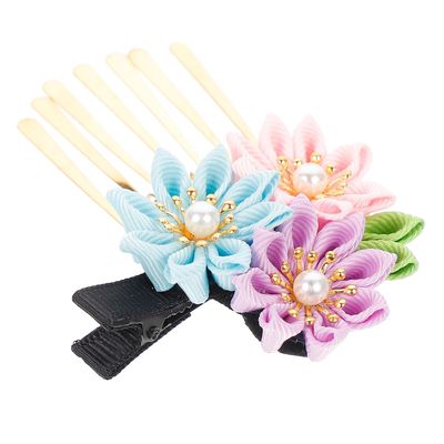 GETAJGHSD Kimono Hair Clip Tassel Barrette Vintage Japanese-style Flower Hairpin for Wedding and Traditional Hanfu Accessories, Pink Blue Purple Single