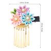 GETAJGHSD Kimono Hair Clip Tassel Barrette Vintage Japanese-style Flower Hairpin for Wedding and Traditional Hanfu Accessories, Pink Blue Purple Single view 2