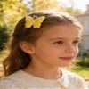 Meideli Butterfly Hair Clip, Double Layer Mesh Butterfly with Imitation Pearls, Cute Small Hair Clips for Women Girls Daily Styling Beige view 2