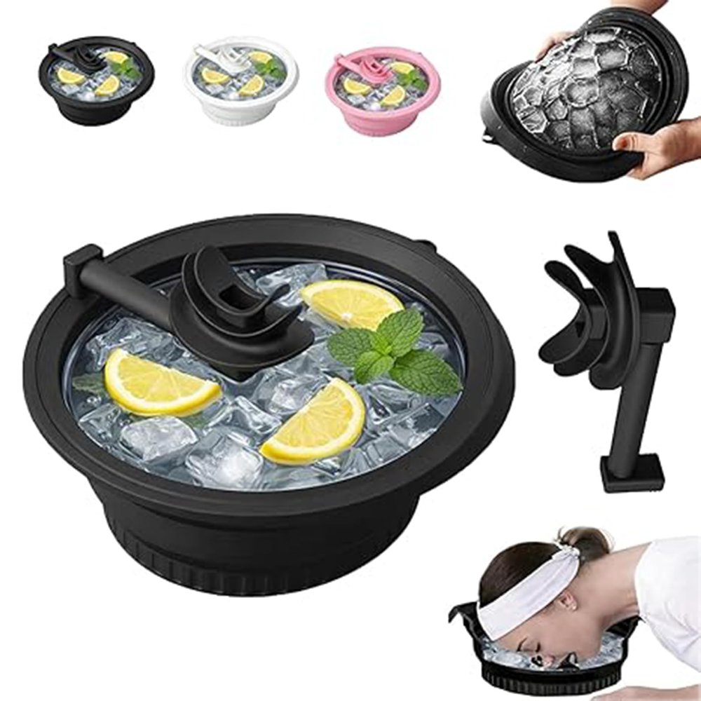 2026 Upgraded Face Bowl for Ice - Foldable Silicone Facial Ice Bath Bowl, Built-In Ice Tray, Cold Plunge Basin with Snorkel Design for Skin Tightening, Skincare Routine, Home Travel (Black)