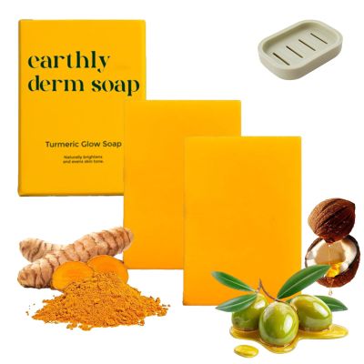 Turmeric Glow Soap, Handmade Turmeric Cleansing Soap, Body Skin Care Handmade Soap, Gentle Formula for All Skin Types, Ideal for Face and Full Body Care (2pcs)