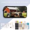 HETVBNS Company Farm Tractor Pencil Case Large Capacity, Durable Pencil Pouch Portable Small Cosmetic Bag with Metal Zipper, Simple Makeup Pouch Aesthetic Toiletry Bag for Travel Office view 3