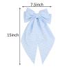 JGQUR Large Blue Hair Bow Clip for Women 1pc Oversized Long Tail Hair Ribbons Striped Hair Accessory for Party, Outfits, Prom view 2