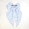 JGQUR Large Blue Hair Bow Clip for Women 1pc Oversized Long Tail Hair Ribbons Striped Hair Accessory for Party, Outfits, Prom view 4