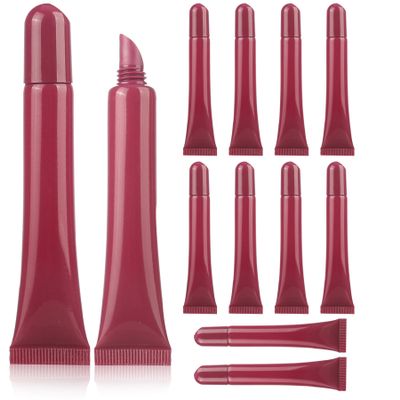 COSIDEA 10pcs Empty 10ml 0.33oz Prurple Squeeze lip gloss tubes soft lipgloss container with solid color