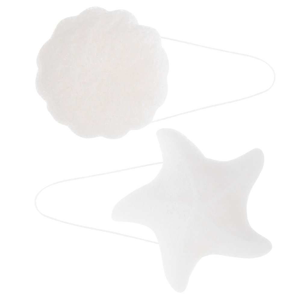 TOPPERFUN 2 Pcs Bath Sponges Konjac Sponge Body Scrubber Exfoliating for Infants with Shaped Designs for Newborn Bathing