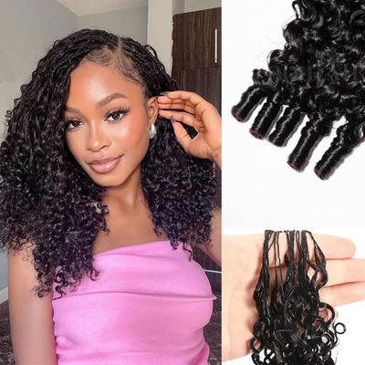 OQ HAIR Burmese Curly Feather Crochet Human Hair Extensions 22 Inch 50g