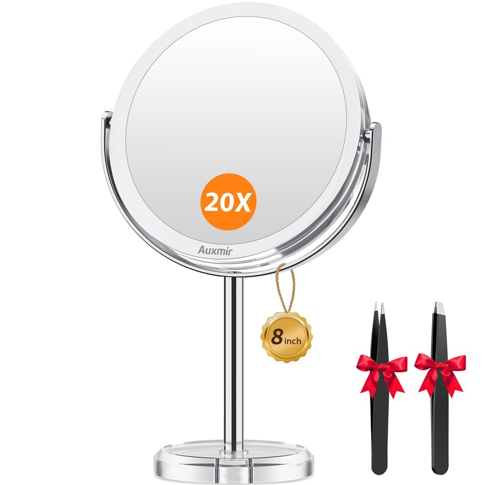 Auxmir 1X/20X Double-Sided Makeup Mirror, 8" Magnifying Mirror